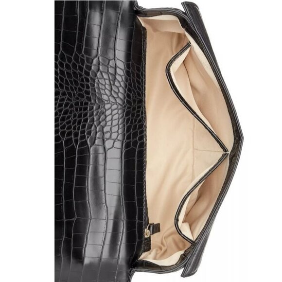 INC Ajae flap over convertible crossbody shoulder bag -Leopard Croc Black - Picture 10 of 12